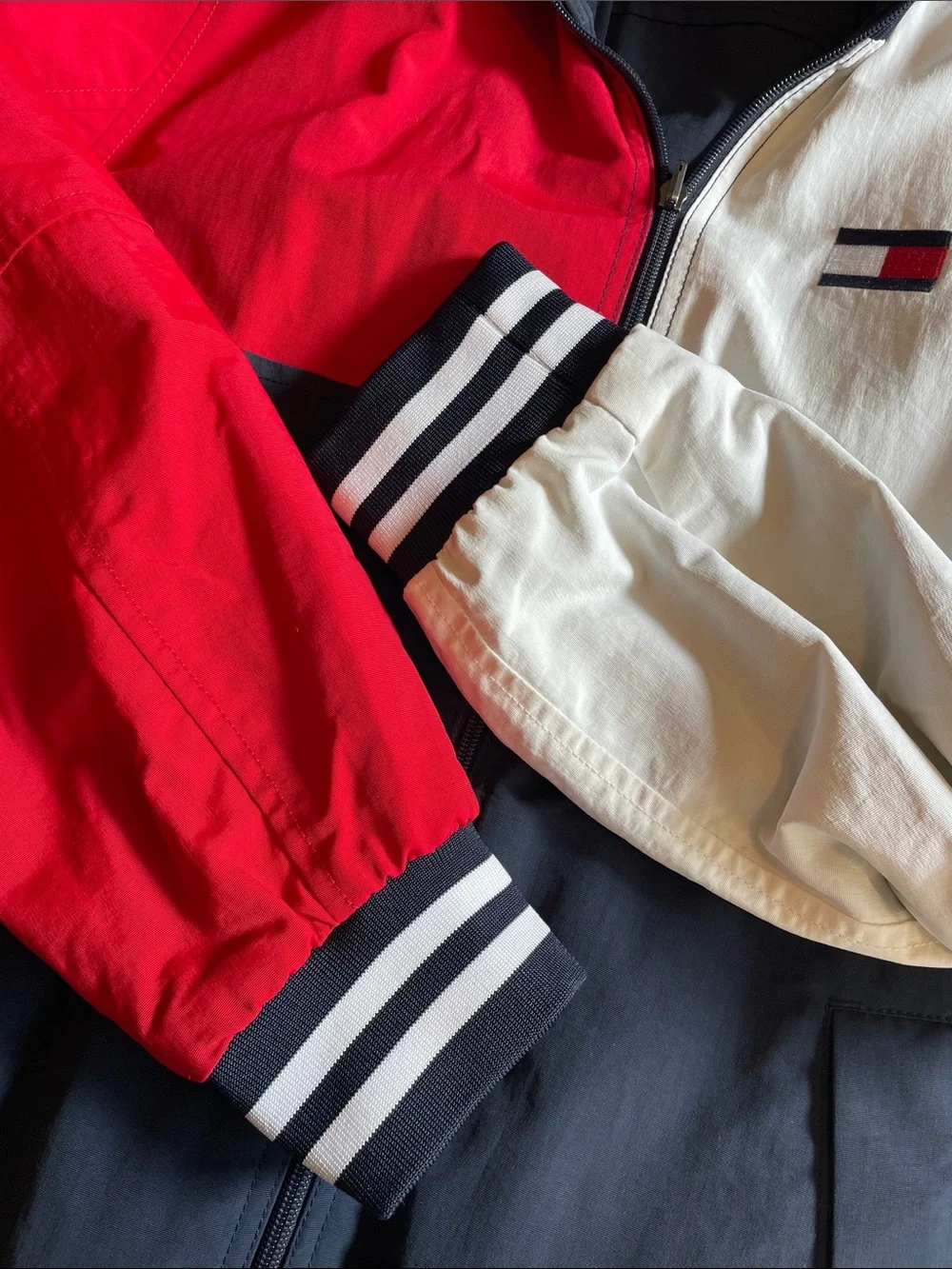 Tommy Hilfiger Reversible Red, Navy & White Colorblock Track Jacket